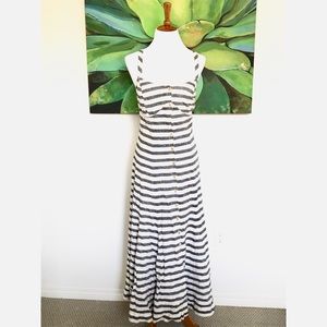 Striped linen button down maxi dress
